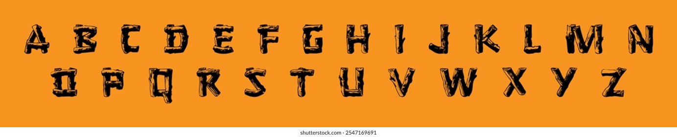 Custom log made style lettering font alphabet set. Vector stock illustration can be used in logo or any purpose. Colors can be easily editable and saved in EPS 10.