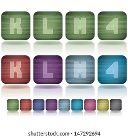 Custom made alphabet (drawn from the scratch) digits and capital letters icons set:  J, K, L, 4. 