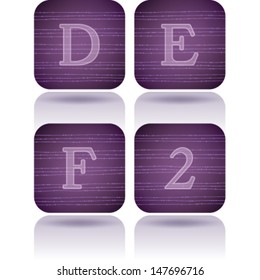 Custom made alphabet (drawn from the scratch)  sans serif digits and capital letters icons set: D, E, F, 2. 
