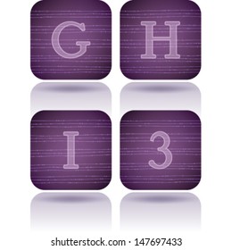Custom made alphabet (drawn from the scratch)  sans serif digits and capital letters icons set: G, H, I, 3. 