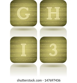 Custom made alphabet (drawn from the scratch)  sans serif digits and capital letters icons set: G, H, I, 3. 
