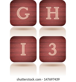 Custom made alphabet (drawn from the scratch)  sans serif digits and capital letters icons set: G, H, I, 3. 