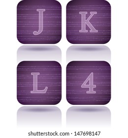 Custom made alphabet (drawn from the scratch)  sans serif digits and capital letters icons set: J, K, L, 4. 