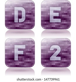 Custom made alphabet (drawn from the scratch) digits and capital letters icons set: D, E, F, 2. 