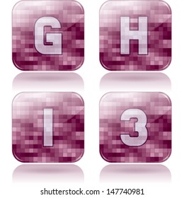 Custom made alphabet (drawn from the scratch) digits and capital letters icons set: G, H, I, 3. 