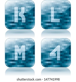 Custom made alphabet (drawn from the scratch) digits and capital letters icons set: J, K, L, 4. 