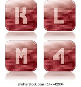 Custom made alphabet (drawn from the scratch) digits and capital letters icons set: J, K, L, 4. 