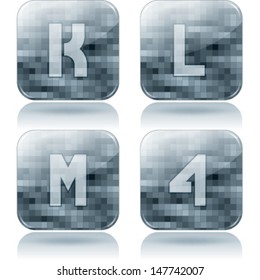 Custom made alphabet (drawn from the scratch) digits and capital letters icons set: J, K, L, 4. 