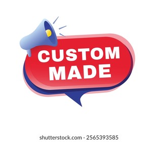 Custom made banner element, speech bubble icon with megaphone flat style design. vector template.