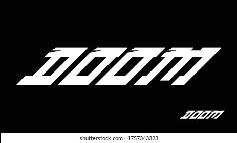 Custom Made Doom Italic Logo Font Design with Slab Details and Bold Character