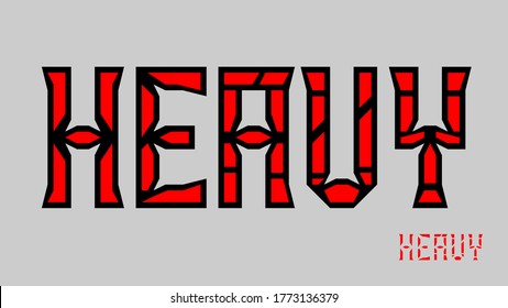 Custom Made Heavy Logo Font display lettering with dual color treatment red and black on light grey background and detailed ornament