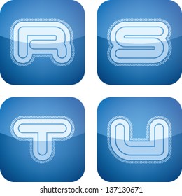 Custom made modern capital letters:  R, S, T, U.
