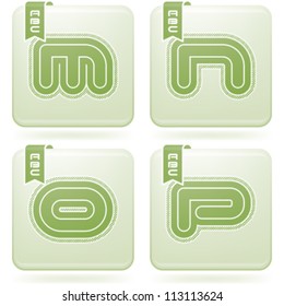Custom made modern digits:  M, N O, P.