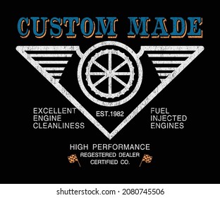 Custom made Motorcycle typography, tee shirt graphics, vectors
