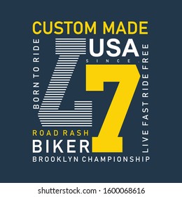 custom made road rash, lettering tee element vintage graphic t shirt print vector illustration design
