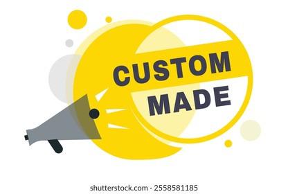 Custom made, vector banner speech bubble icon and megaphone sign design template. Announcement design element on white background.