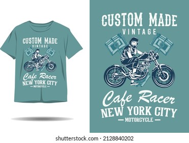 Custom made vintage cafe racer new york city silhouette t shirt design