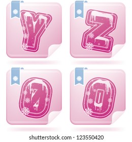 Custom made Winter and Christmas style (drawn from the scratch) digits and capital letters icons set: Y, Z, 0, 9.