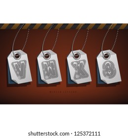 Custom made Winter and Christmas style (drawn from the scratch) digits and capital letters icons set: V, W, X, 8.