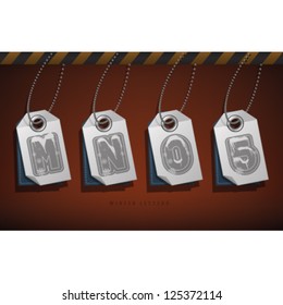 Custom made Winter and Christmas style (drawn from the scratch) digits and capital letters icons set: M, N, O, 5.