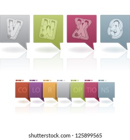 Custom made Winter and Christmas style (drawn from the scratch) blue digits and capital letters icons set: V, W, X, 8.