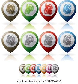 Custom made Winter and Christmas style (drawn from the scratch) green digits and capital letters icons set: Q, P, R, 6.