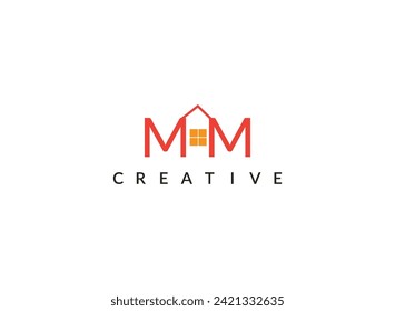 custom MM LATTER  Font homes logo design concept with simple,