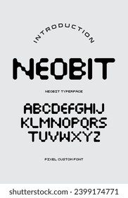 custom modern 8 bit pixel font hand drawn typography typerface alphabet vector lettering calligraphy