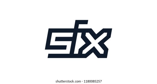 custom modern number six symbol in white background