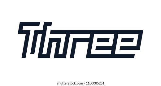 custom modern number three symbol in white background