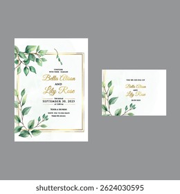 Custom monogram wedding card with the couple’s initials artistically designed on the front.