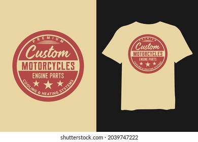 Custom Motocycles t shirt design, retro print for t-shirt design, vector illustration.