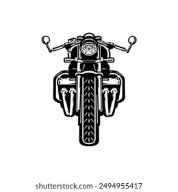 Custom motor front view monochrome vector isolated eps