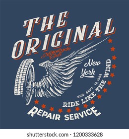 custom motor vintage tee print design