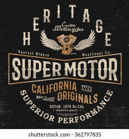 custom motor vintage tee print design