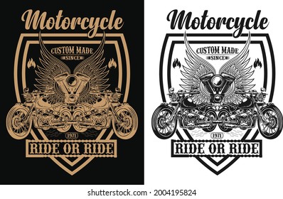 Custom motorcycle, bike riding t-shirt design