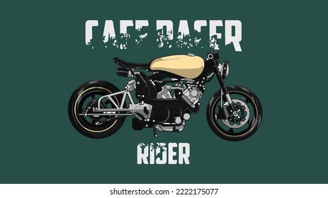 Custom Motorcycle Cafe Racer Vector Illustration