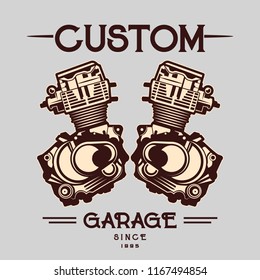 Custom Motorcycle Garage Vector Vintage Style Design
