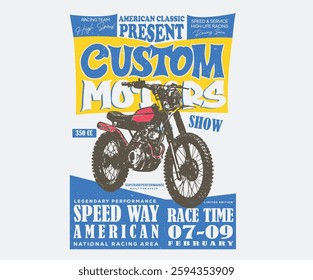 Custom motorcycle graphic print artwork for apparel, t shirt, sticker, poster, wallpaper and others. Road trip artwork by motorcycle.