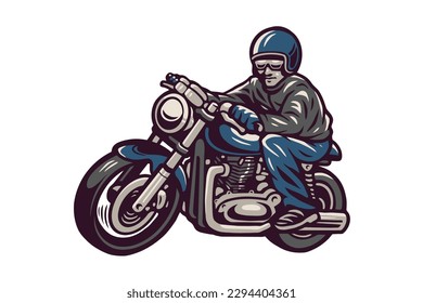 Custom Motorcycle mascot logo cartoon illustration vector
