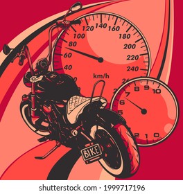 custom Motorcycle with speedometer vector illustration design