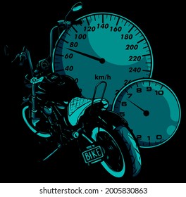 custom Motorcycle with speedometer vector illustration design