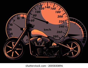 custom Motorcycle with speedometer vector illustration design