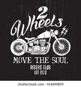 Custom Motorcycle t-shirt graphic. Vintage typography design for tee or apparel.