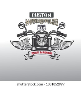 Custom motorcycle typography, t-shirt graphics, vectors