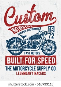 Custom motorcycle typography, t-shirt graphics, vectors.