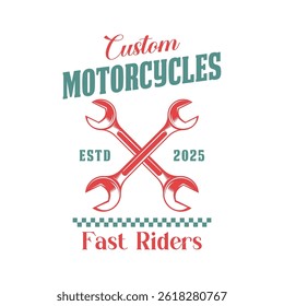 Custom motorcycles fast riders logo emblem vector design