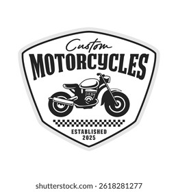 Custom motorcycles fast riders logo emblem vector design black and white