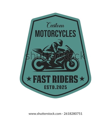 Custom motorcycles fast riders logo emblem vector design