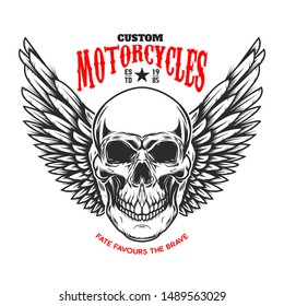 Custom Motorcycles Poster Template Winged Skull Stock Vector (Royalty ...